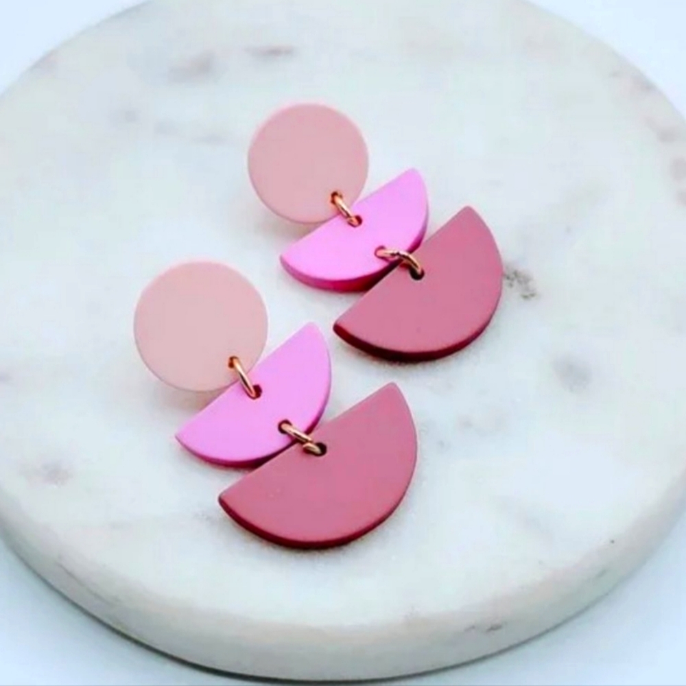 Pink Shades Geometric Earrings